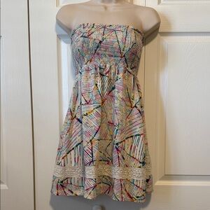 Roxy Multicolor Strapless Smocked Summer Dress (sz - lg)
